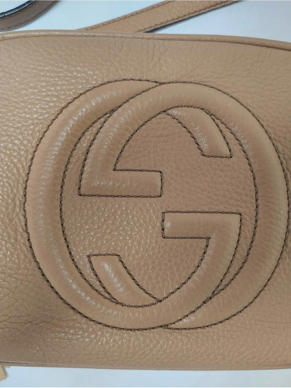 Gucci Tan Pebbled Leather Crossbody with Tassel